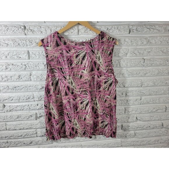 Dress Barn Womens Top 18 20 Plus Tank Purple Geometric Crepe Polyester GEO26E - Picture 5 of 7